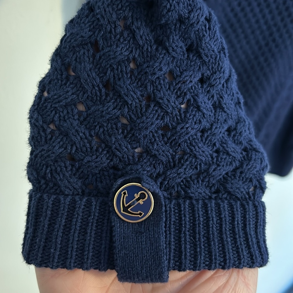 Lilly Pulitzer Navy Blue Open Knit Crewneck Sweater - Picture 7 of 14